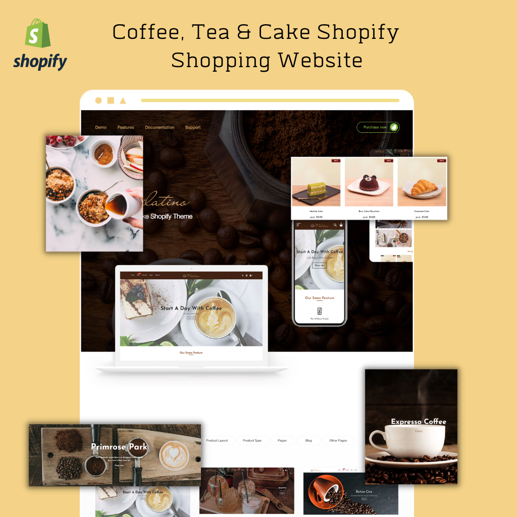 Coffee, Tea & Cake Shopify Shopping Website