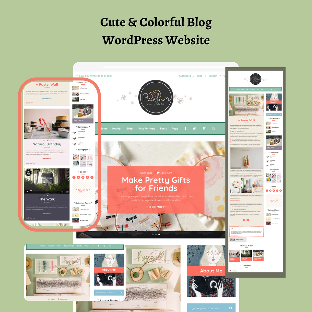 Cute & Colorful Blog WordPress Responsive Website