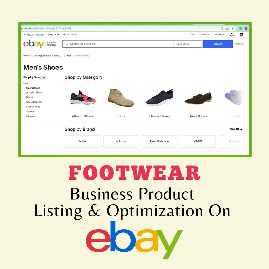 Footwear Business Product Listing & Optimization On Ebay