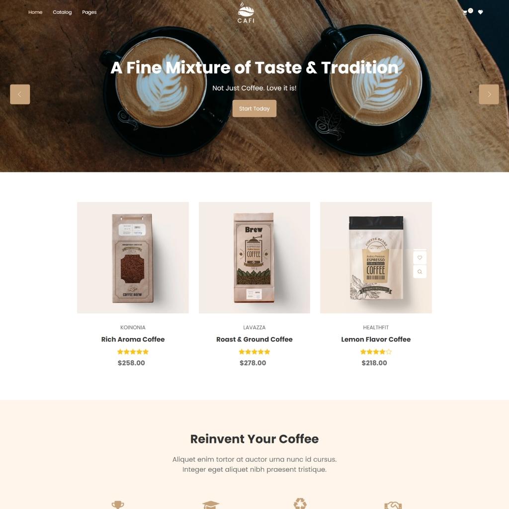 Coffee Shops & Cafés Shopify Shopping Website