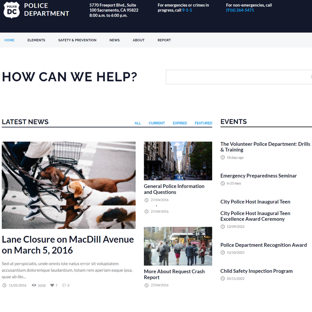 Police &  Fire Department WordPress Responsive Website