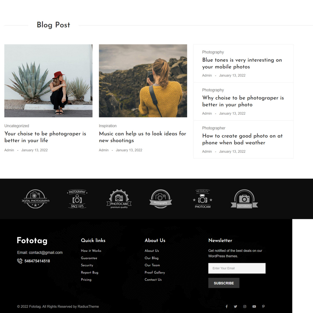 Bold & Beautiful Photography WordPress Responsive Website