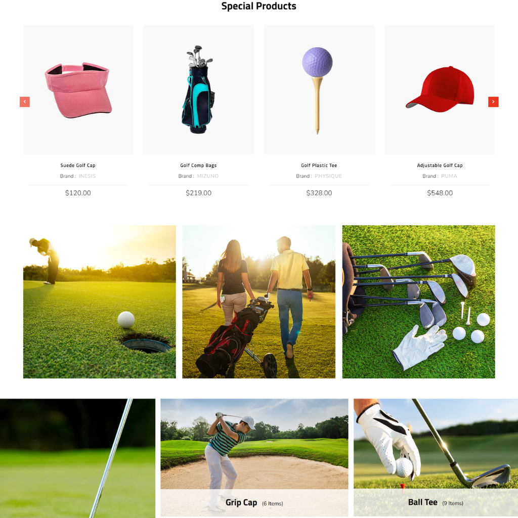 Golf Product  Shopify Shopping Website