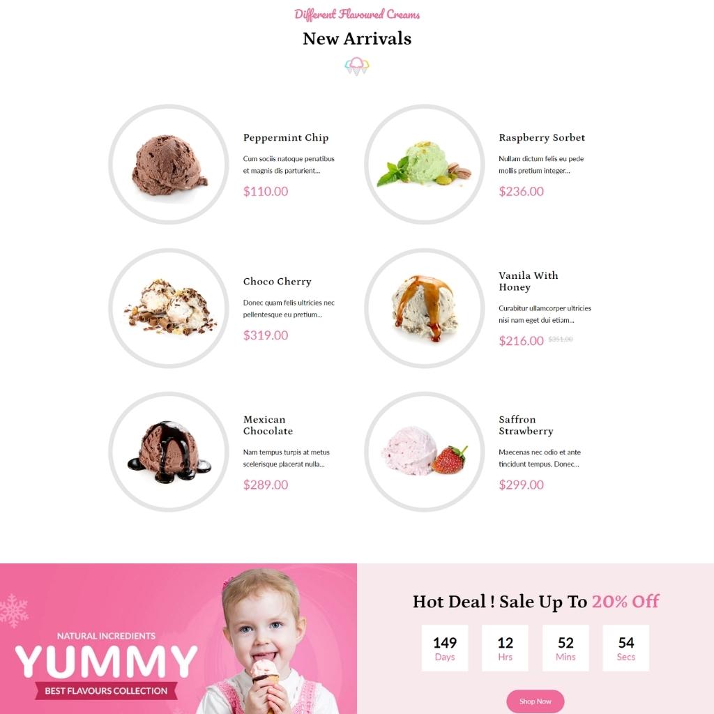Responsive Ice-Cream Store Shopify Shopping Website