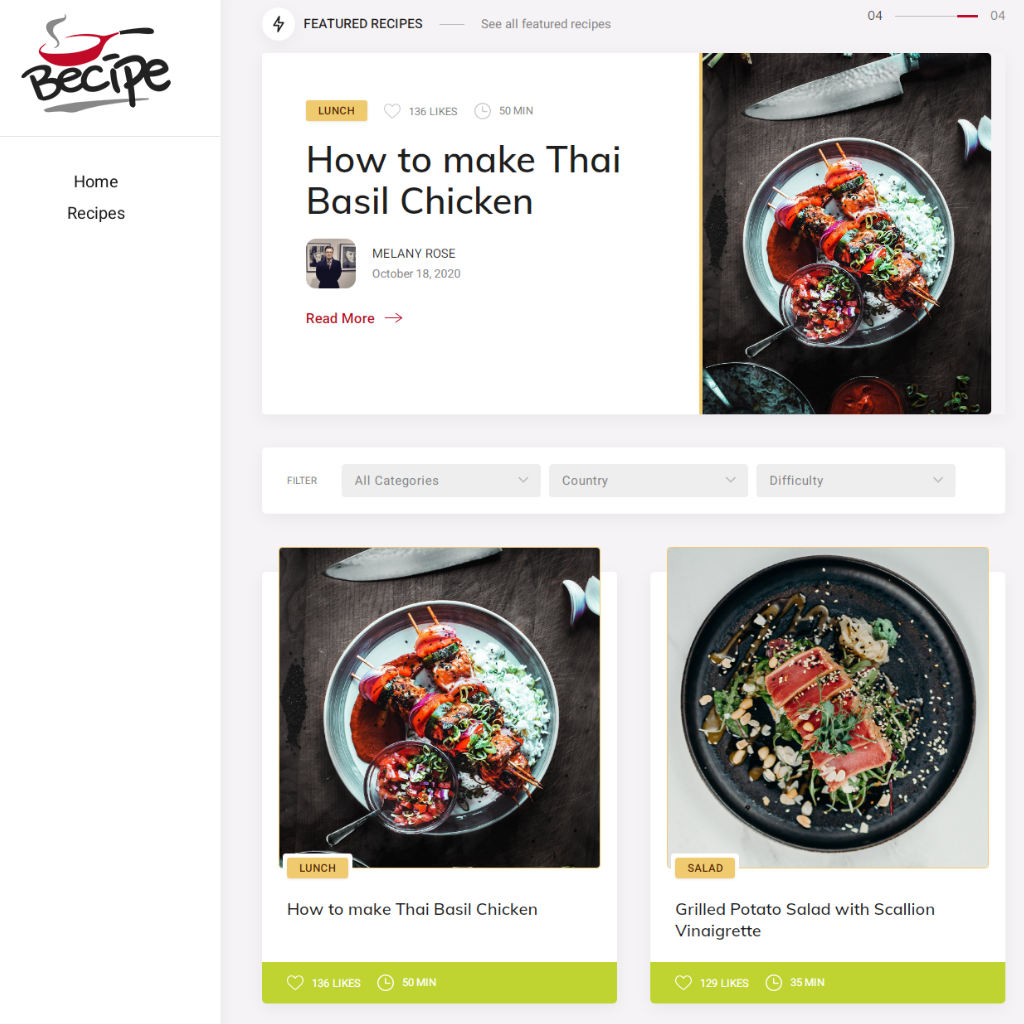 Food & Recipes WordPress Responsive Website