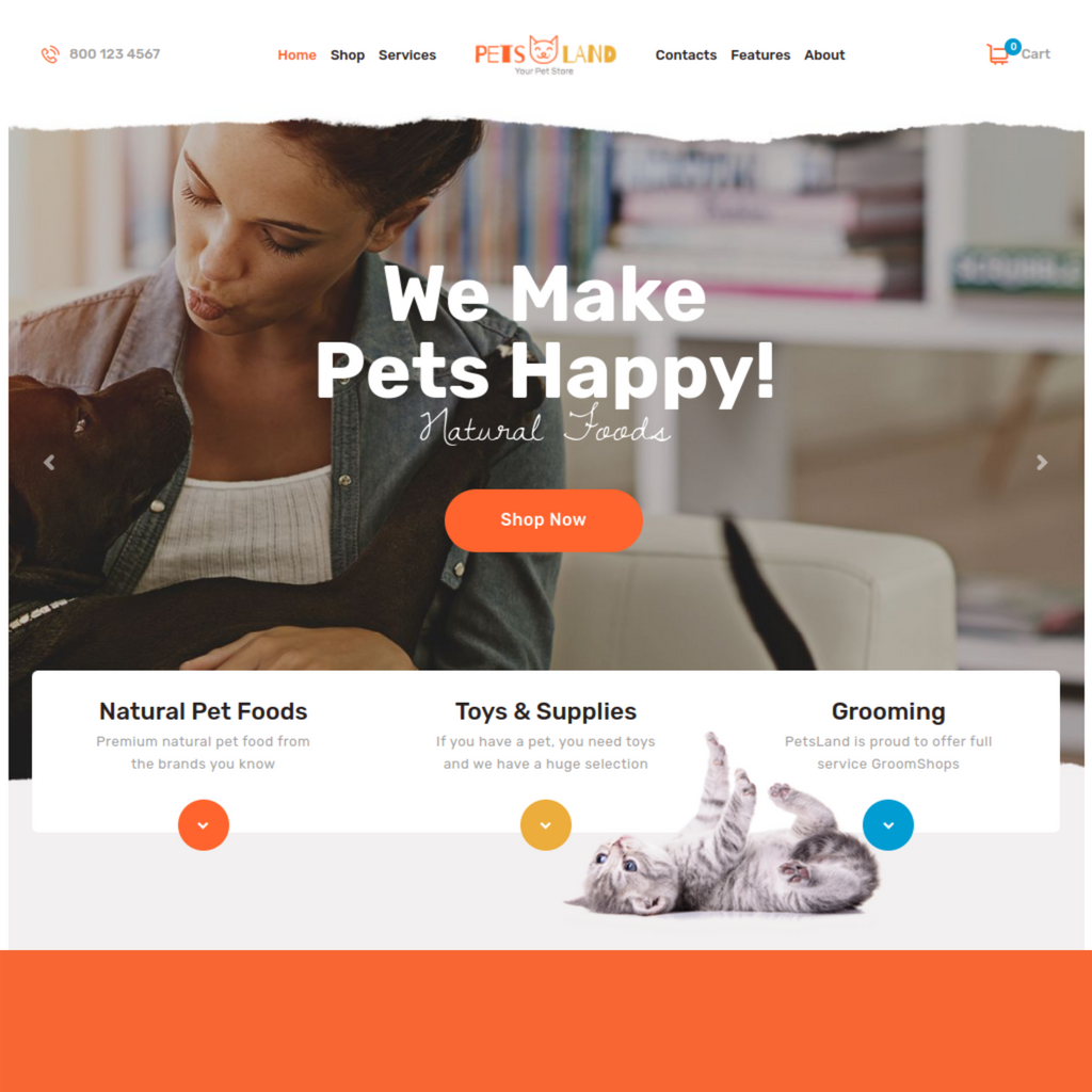 Domestic Animals Shop & Veterinary WordPress Responsive Website