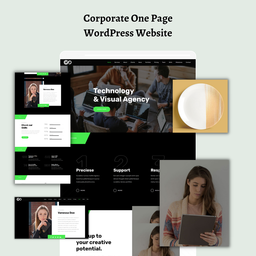 Corporate One Page WordPress Responsive Website