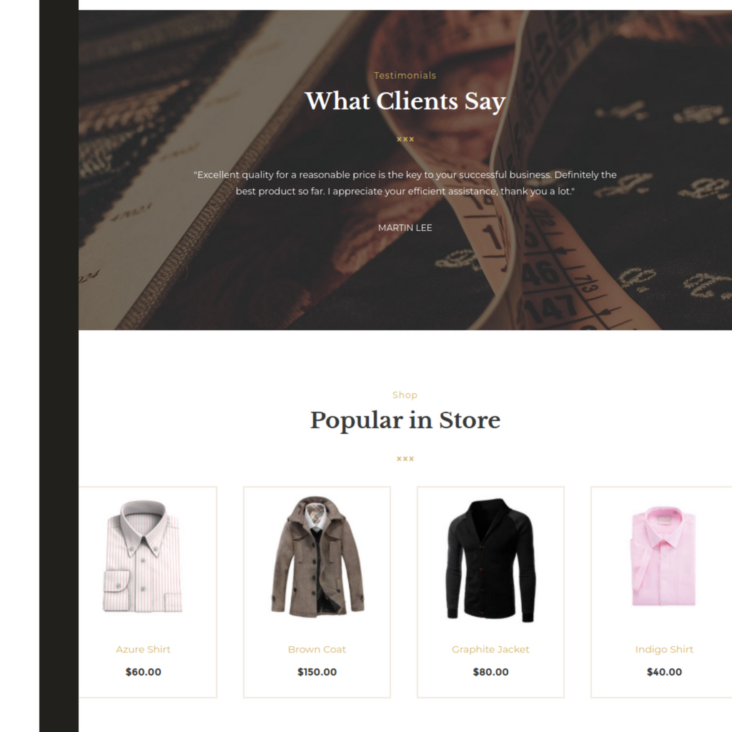 Custom Dress Tailoring Clothing WordPress Responsive Website