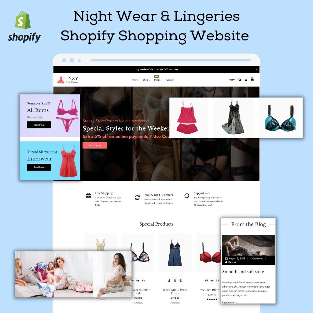 Night Wear & Lingeries Shopify Shopping Website