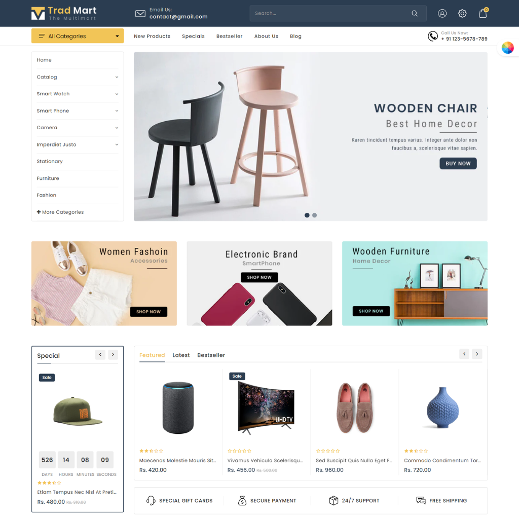 Tradmart Multipurpose Store Shopify Shopping Website