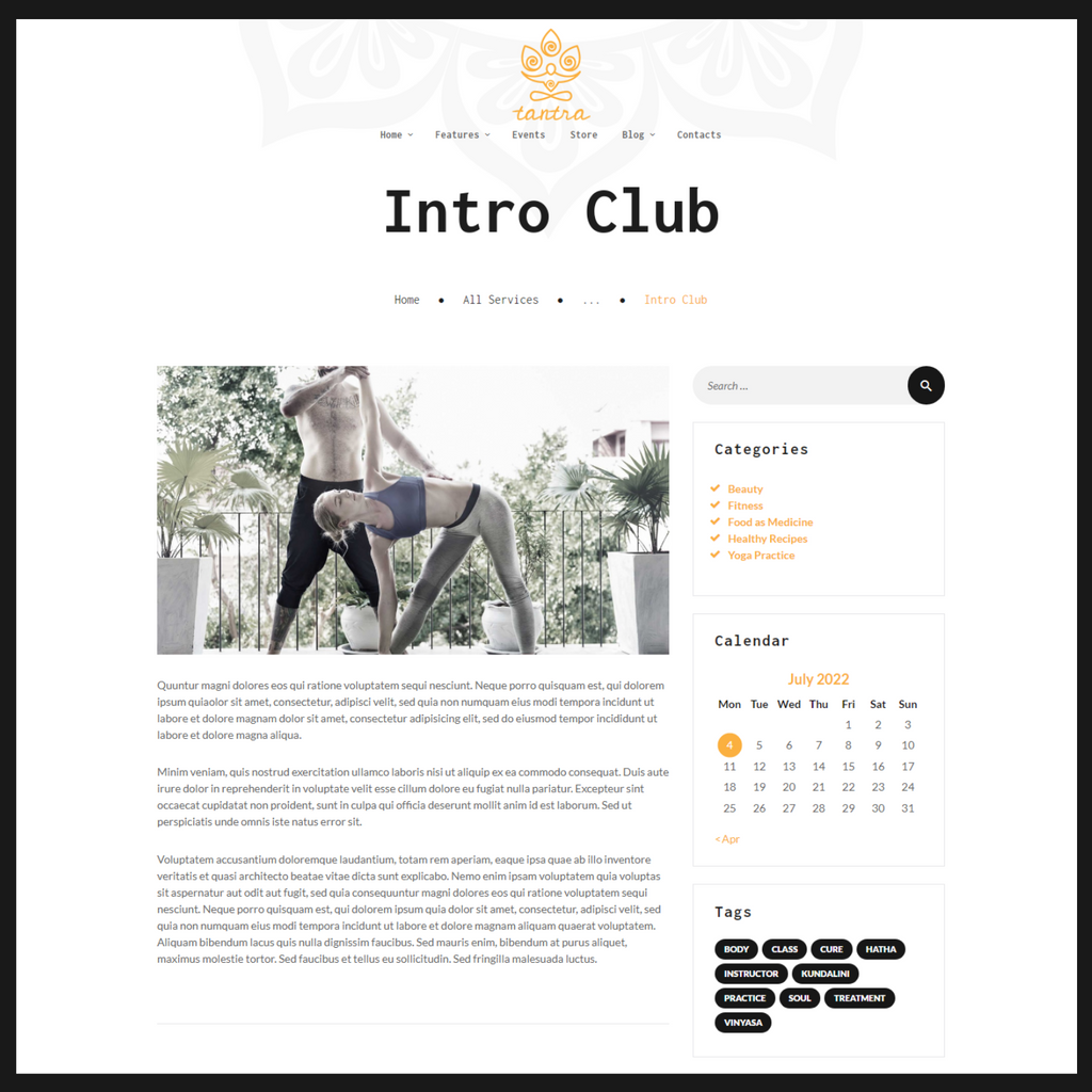 Yoga Club WordPress Responsive Website
