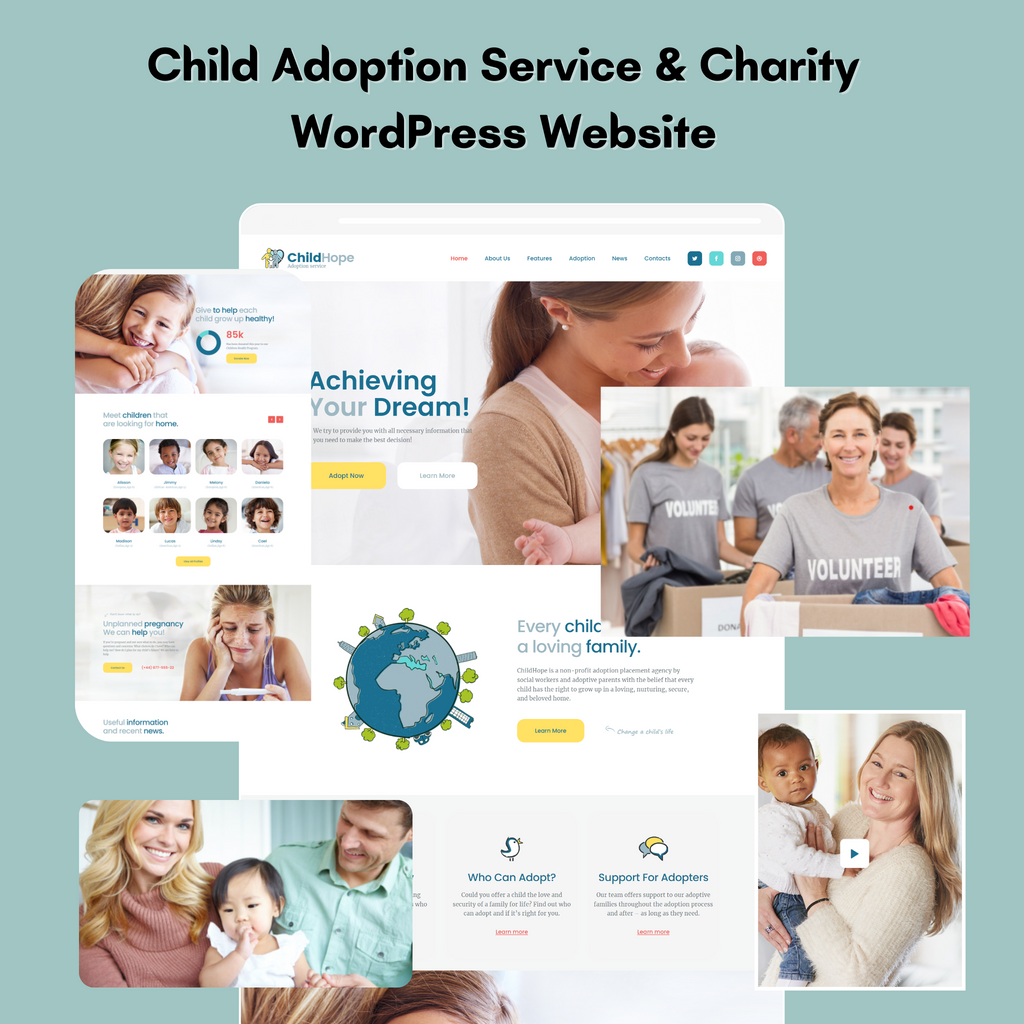 Child Adoption Service & Charity WordPress Responsive Website