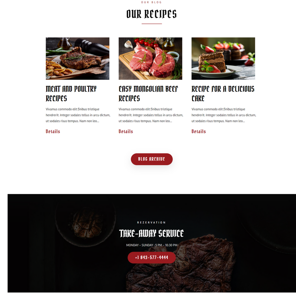Steakhouse Restaurant WordPress Responsive Website