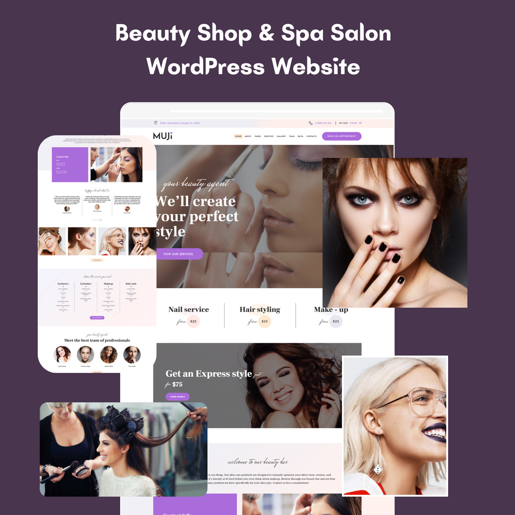Beauty Shop & Spa Salon WordPress Responsive Website