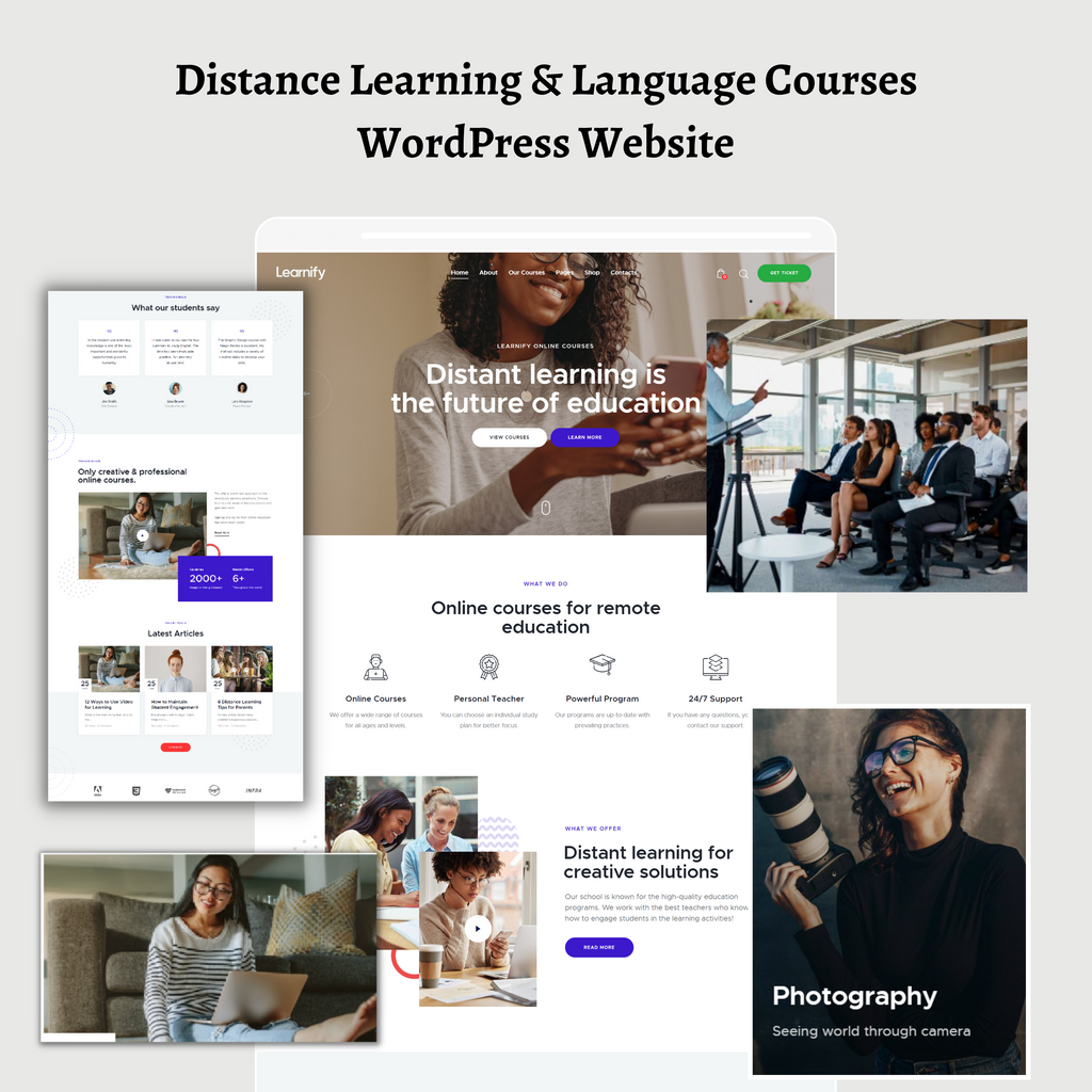 Distance Learning & Language Courses WordPress Responsive Website