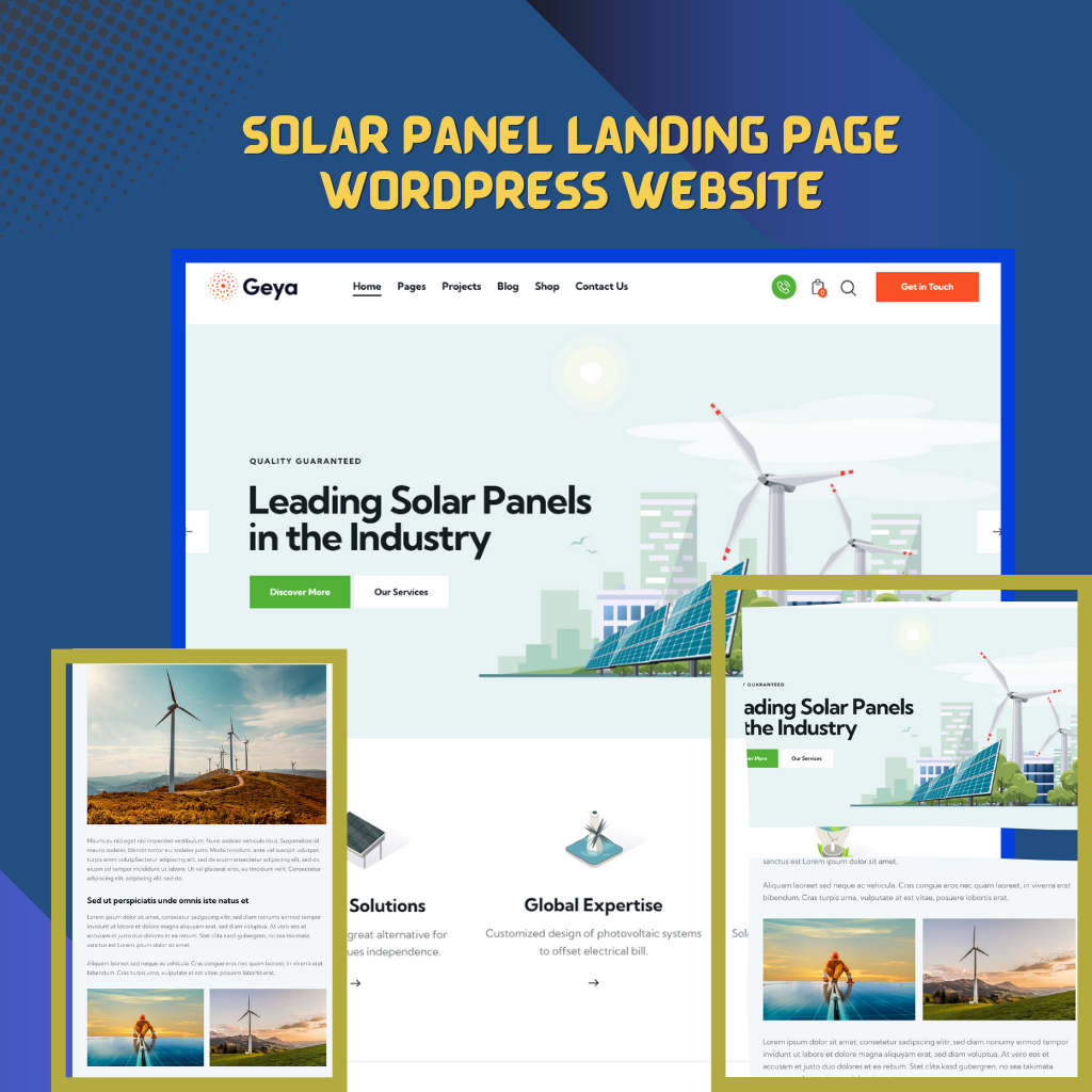 Solar Panel Landing Page WordPress Responsive Website