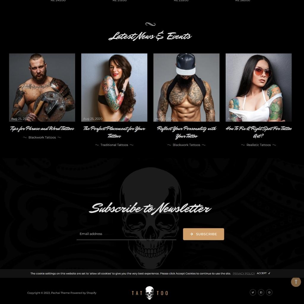 Rocksteady Tattoo Parlor Shopify Shopping Website