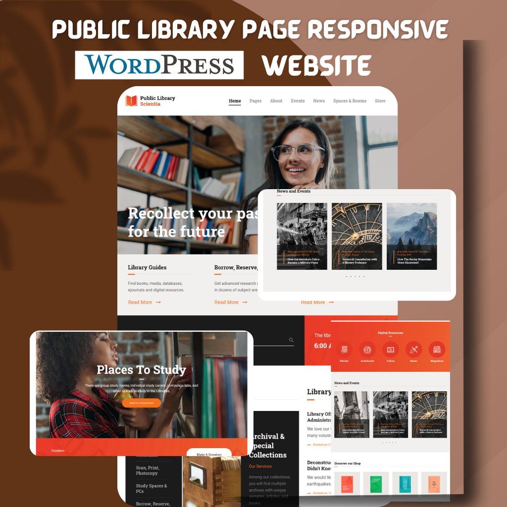 Public Library Page Responsive WordPress Website