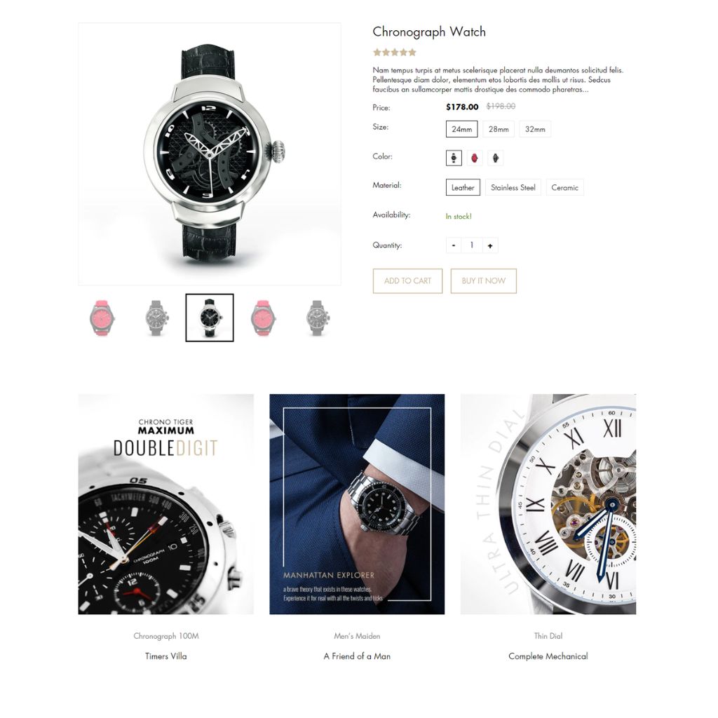 Classic Watch Collections Shopify Shopping Website