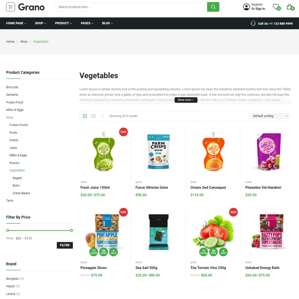 Organic & Food WordPress Responsive Website