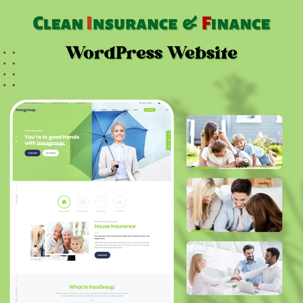 Clean Insurance and Finance WordPress Responsive Website