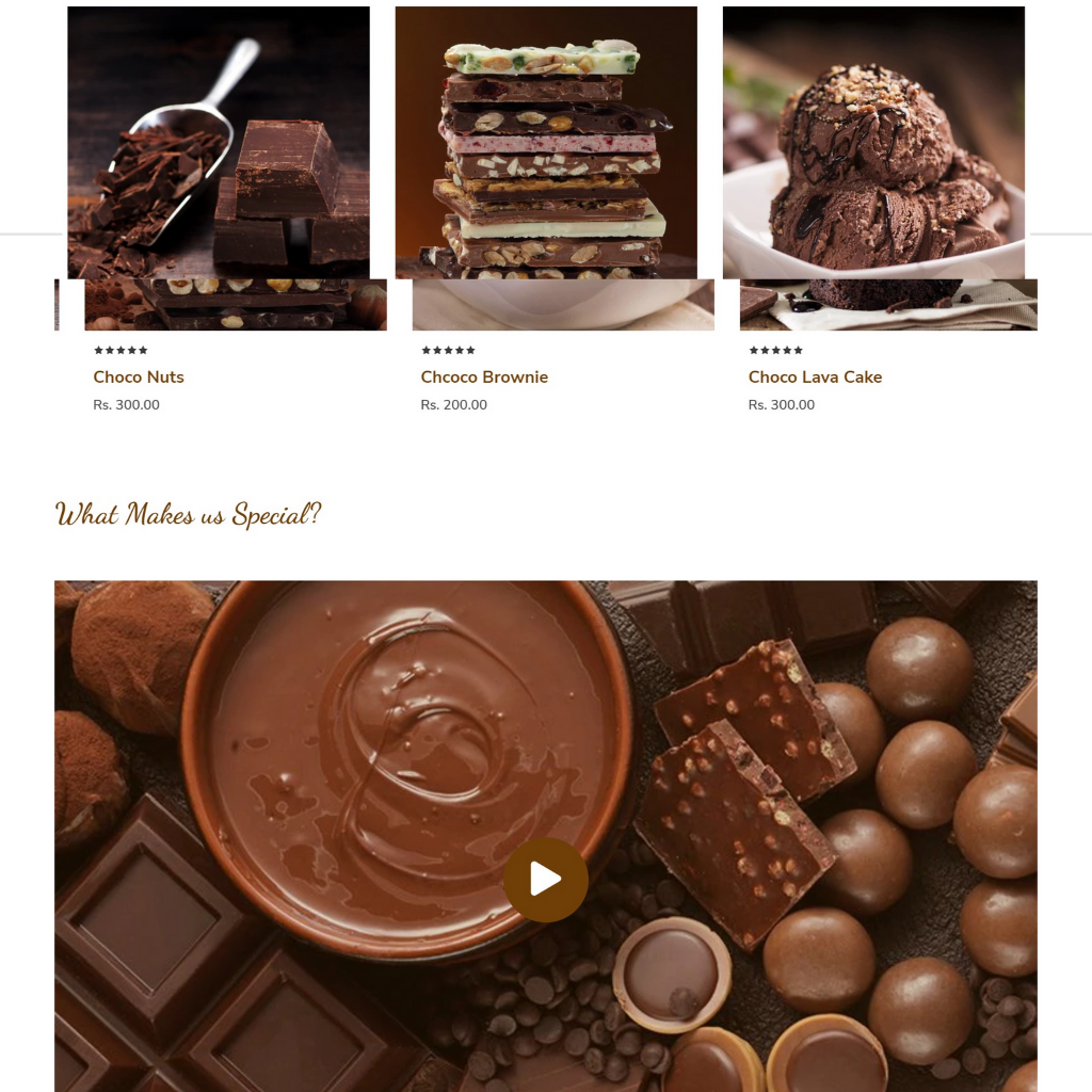 Choclate and bakery Website