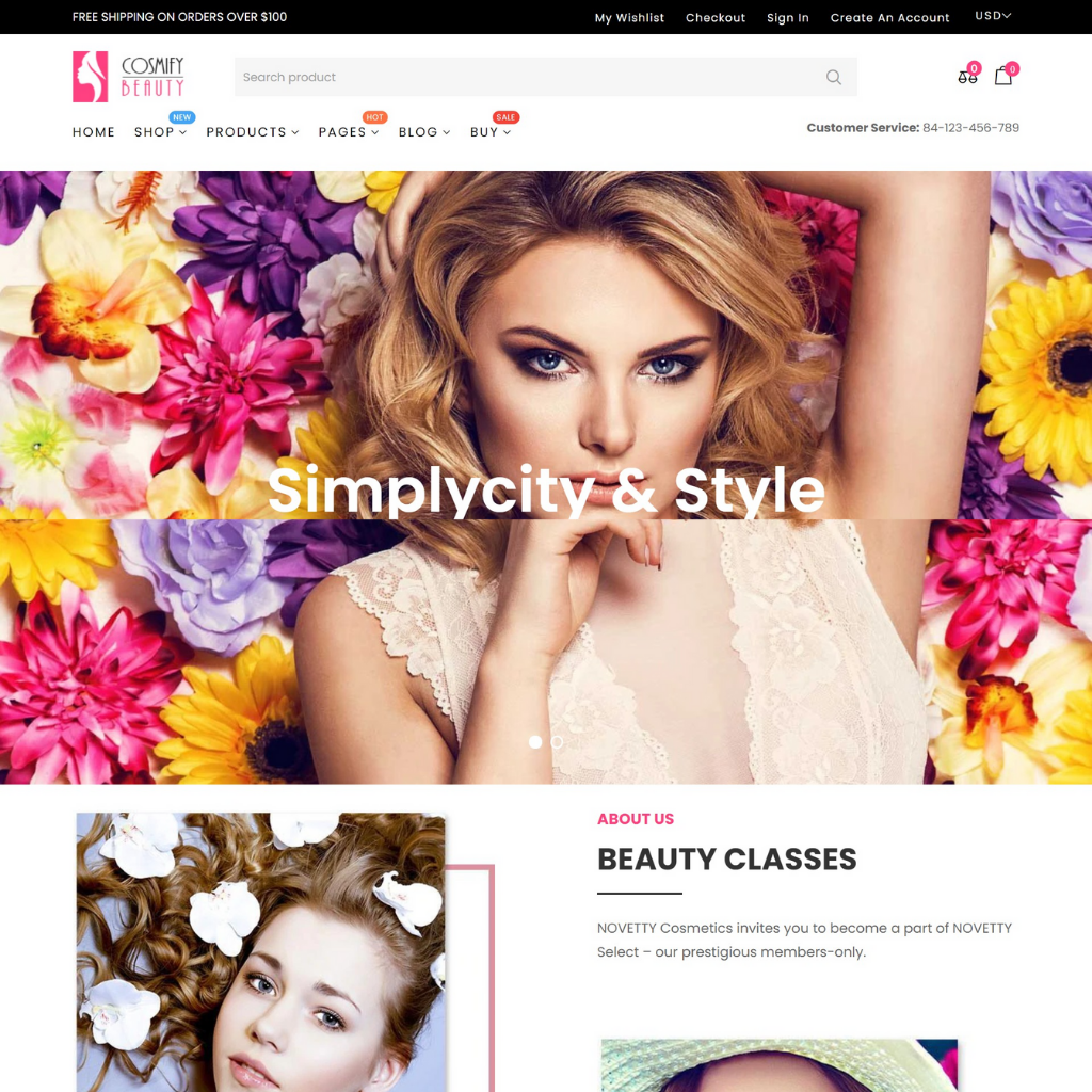 Costmetic and Beauty Store Shopify Website