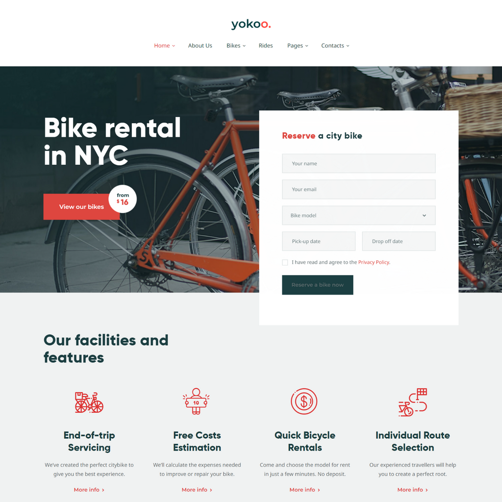 Bike Shop & Bike Rental WordPress Responsive Website