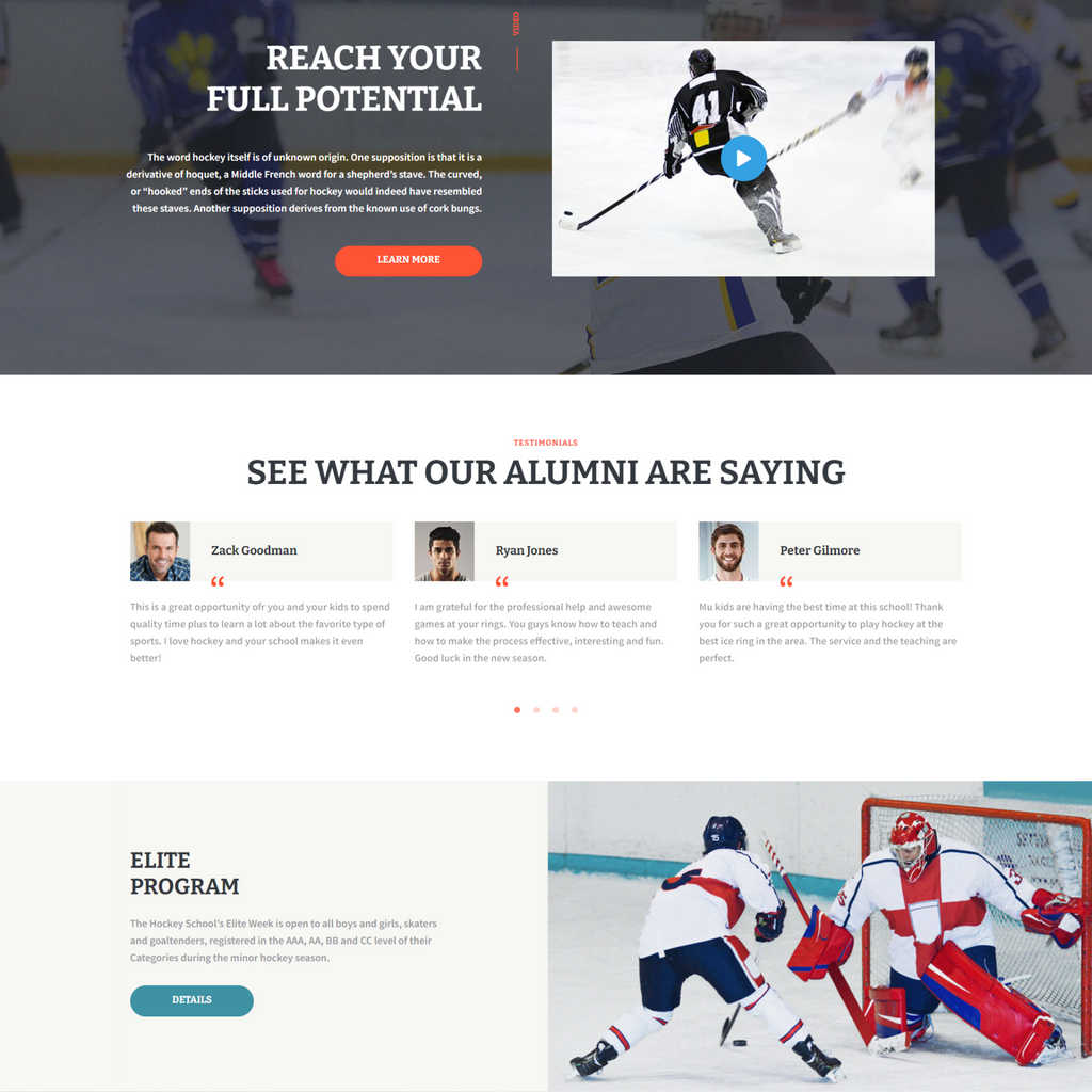 Hockey School WordPress Responsive Website