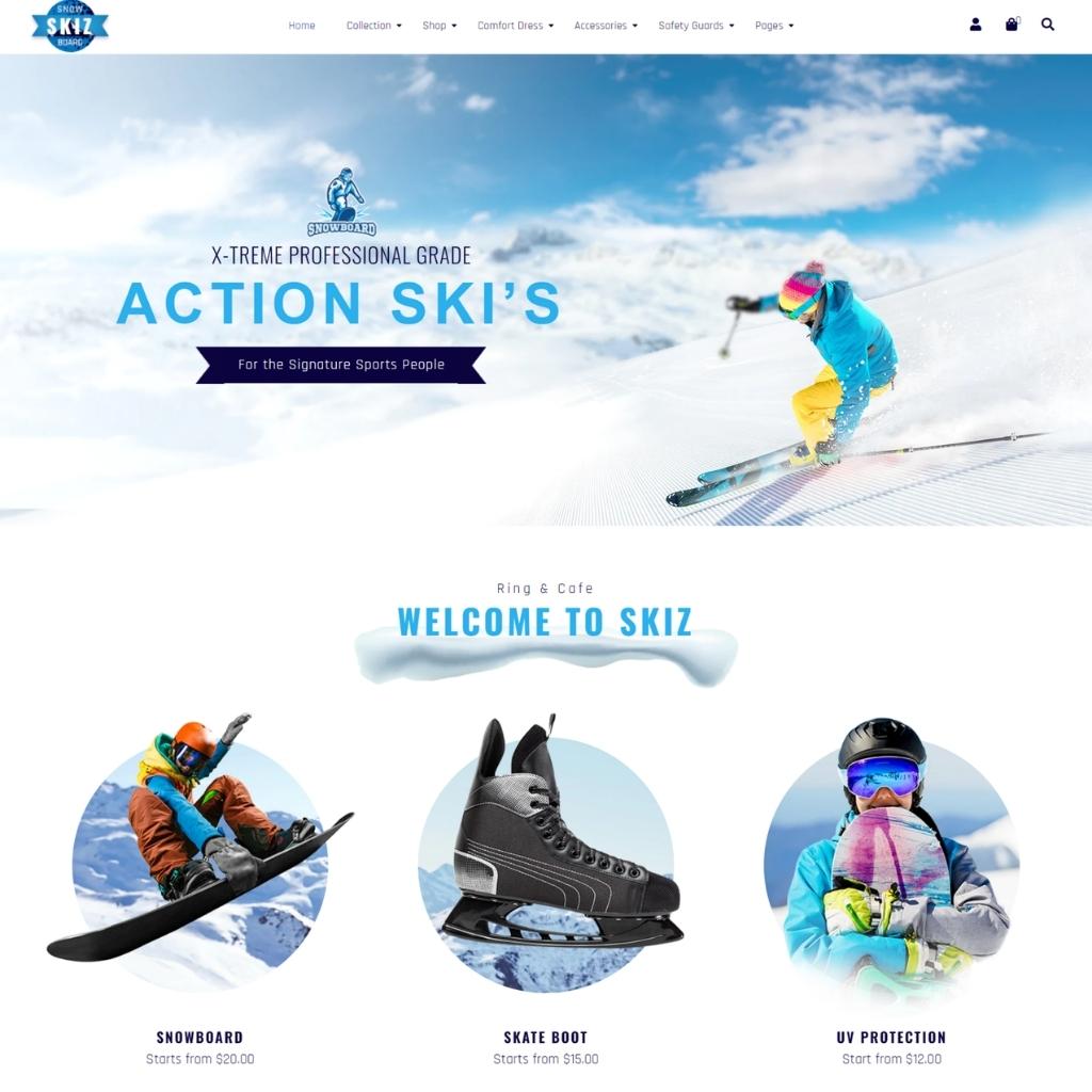 Sports, Ski Boards Store Shopify Shopping Website