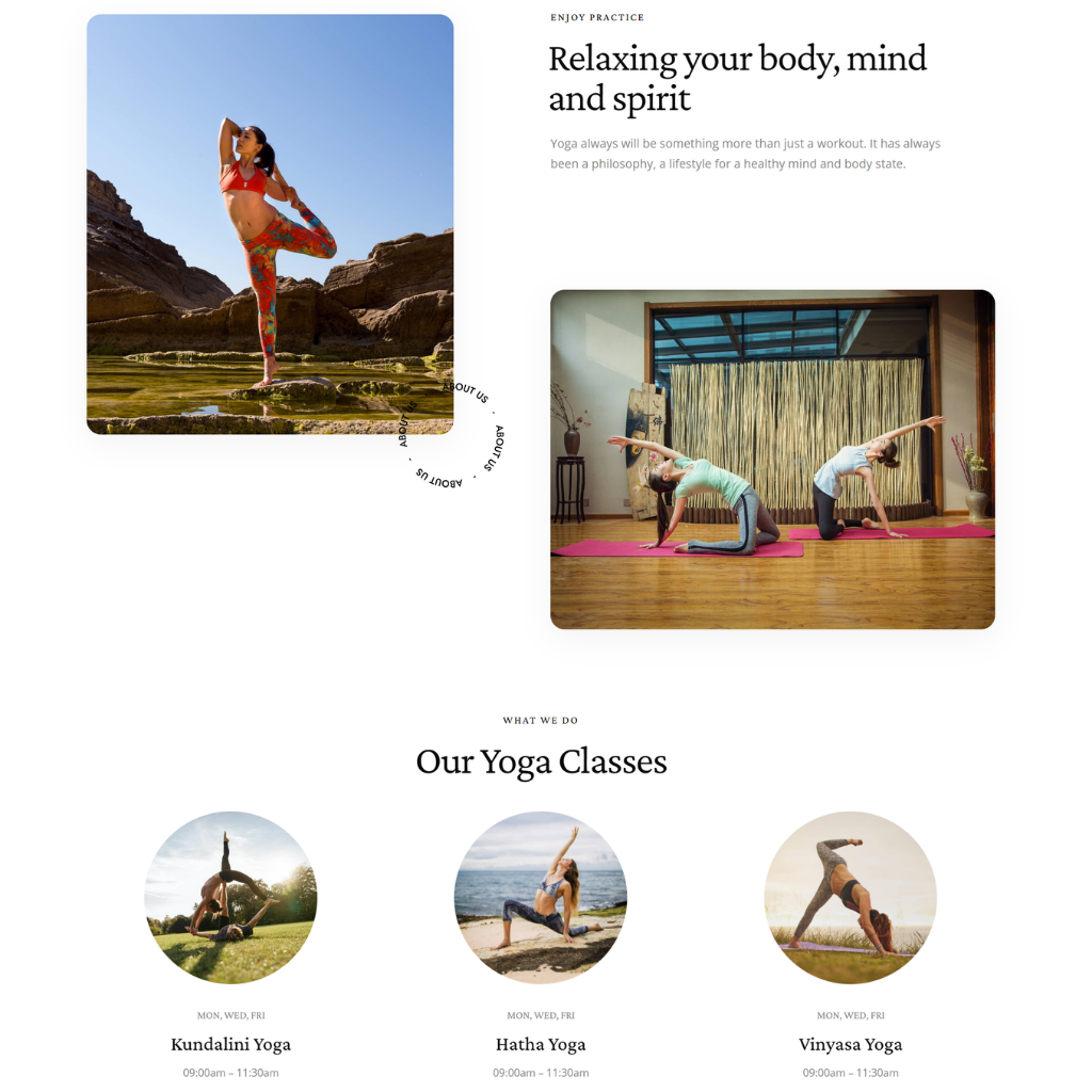 Yoga Classes WordPress Responsive Website