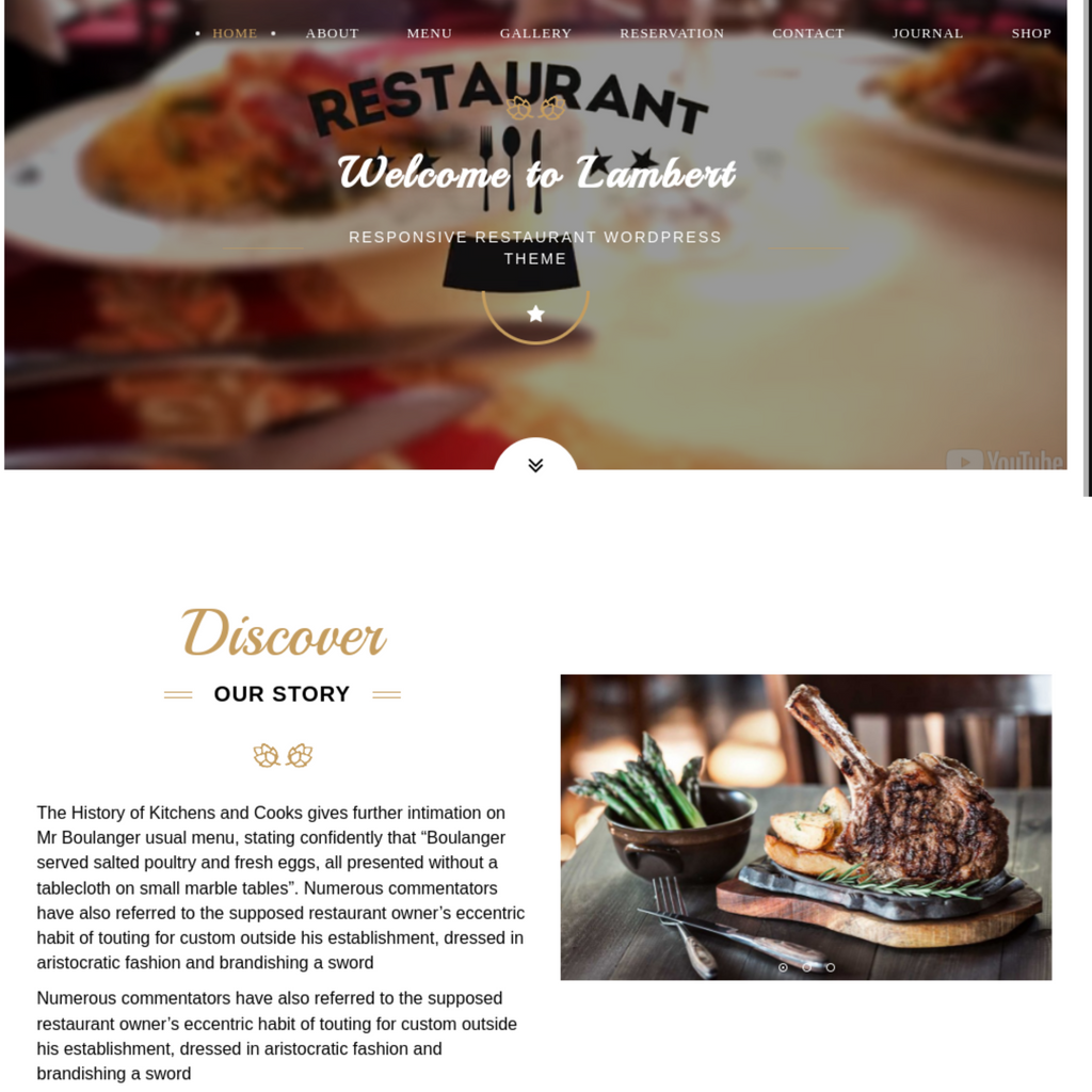 Responsive Restaurant / Pub / Cafe WordPress Website