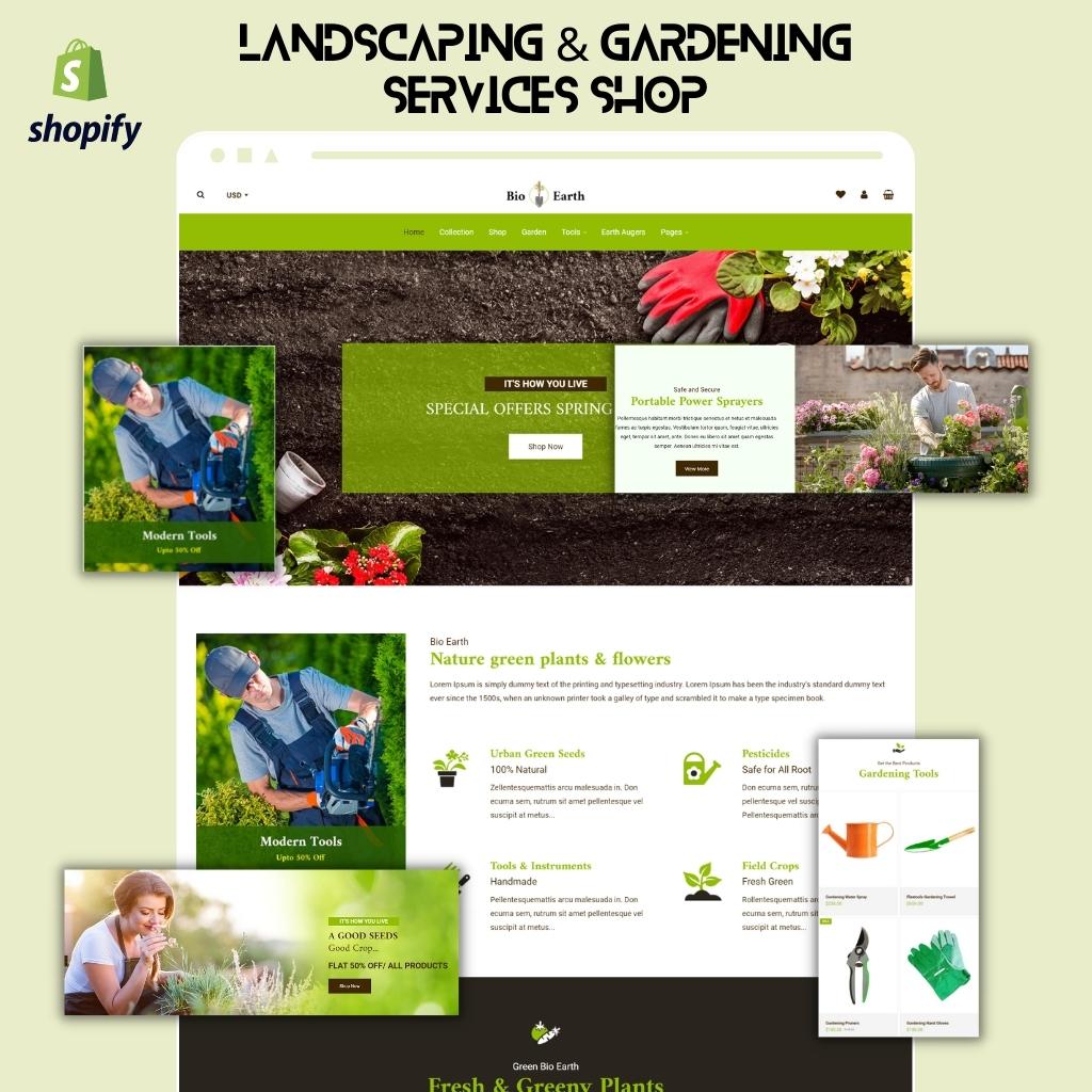 Landscaping & Gardening Services Shop Shopify Shopping Website