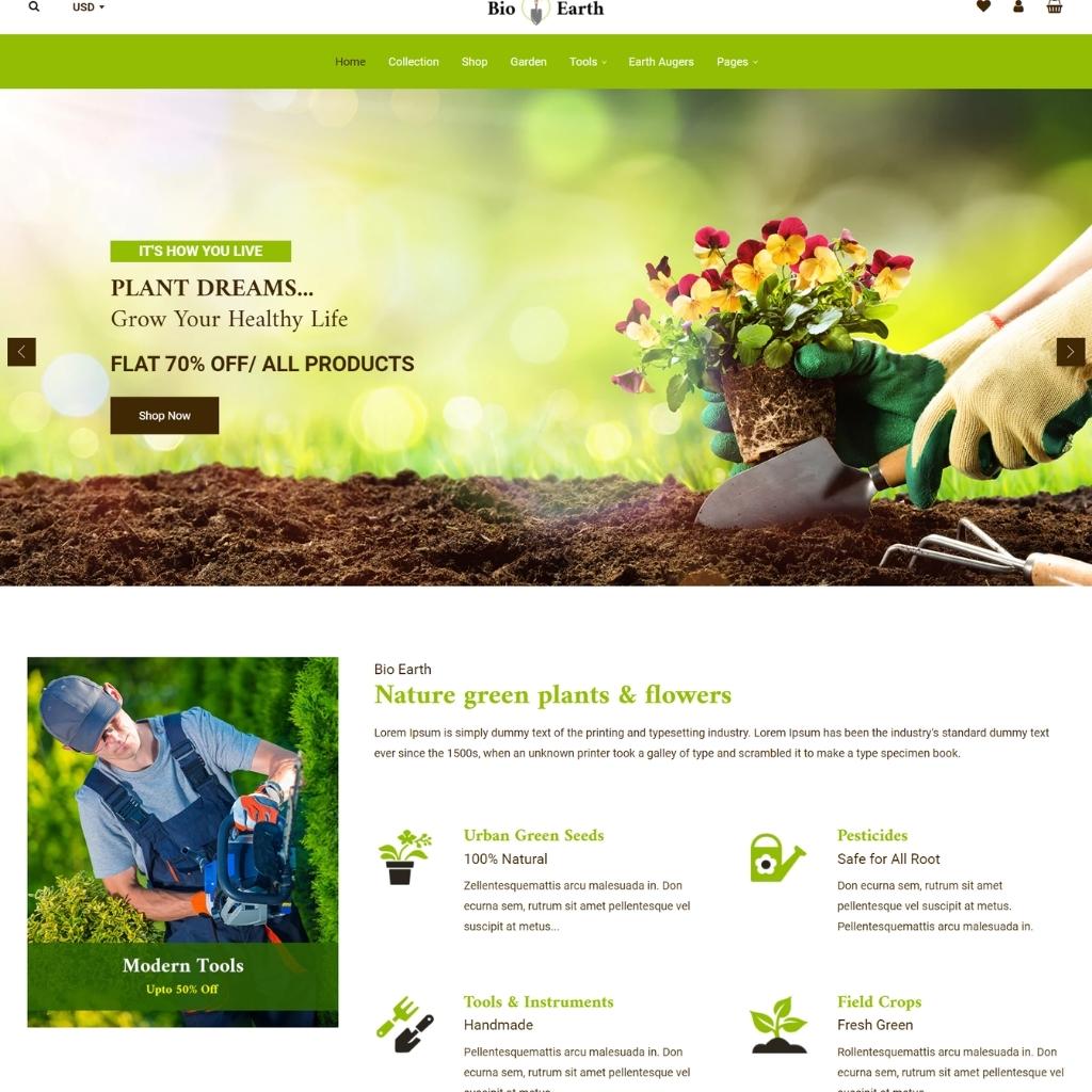 Landscaping & Gardening Services Shop Shopify Shopping Website