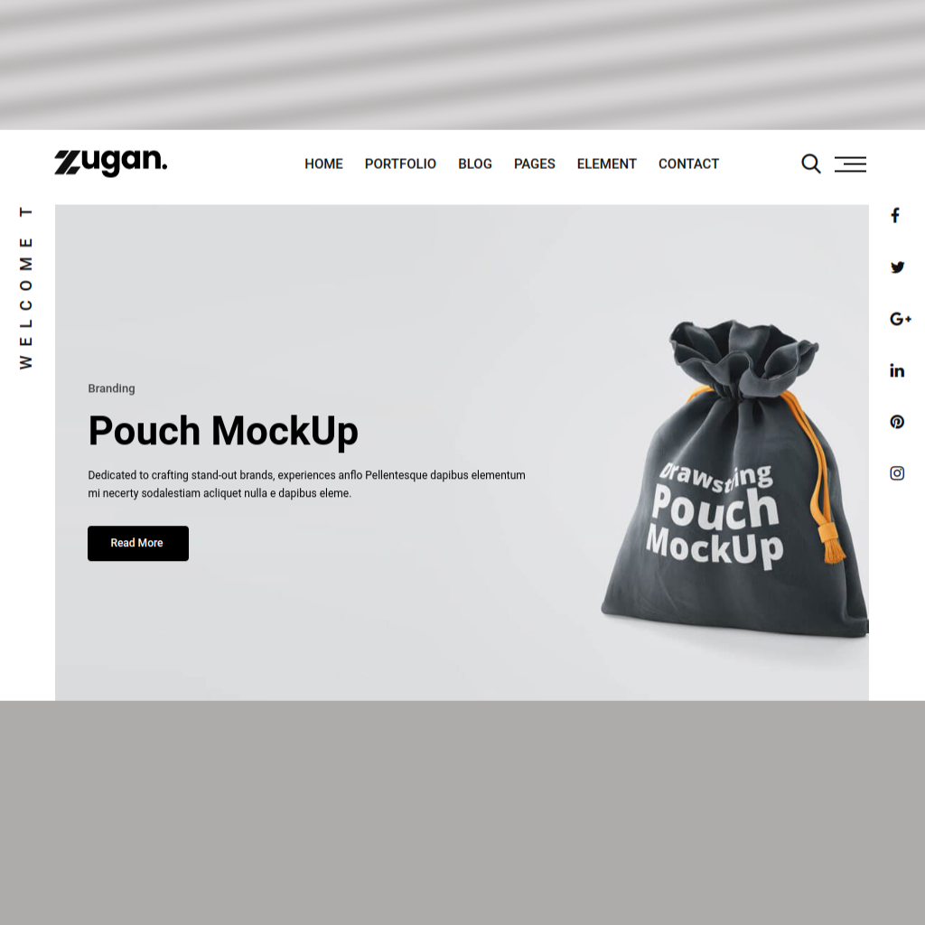 Pouch Mockup WordPress Website