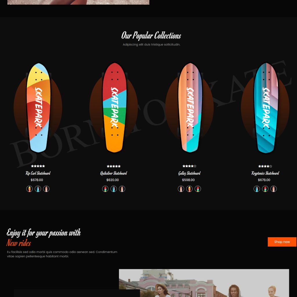 Skateboard Store Company Shopify Shopping Website