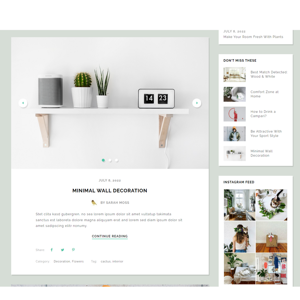 Minimalist Decoration Blog WordPress Responsive Website