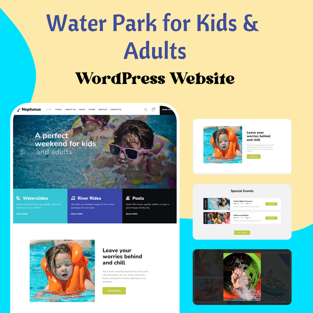 Water Park for Kids &  Adults WordPress Responsive Website