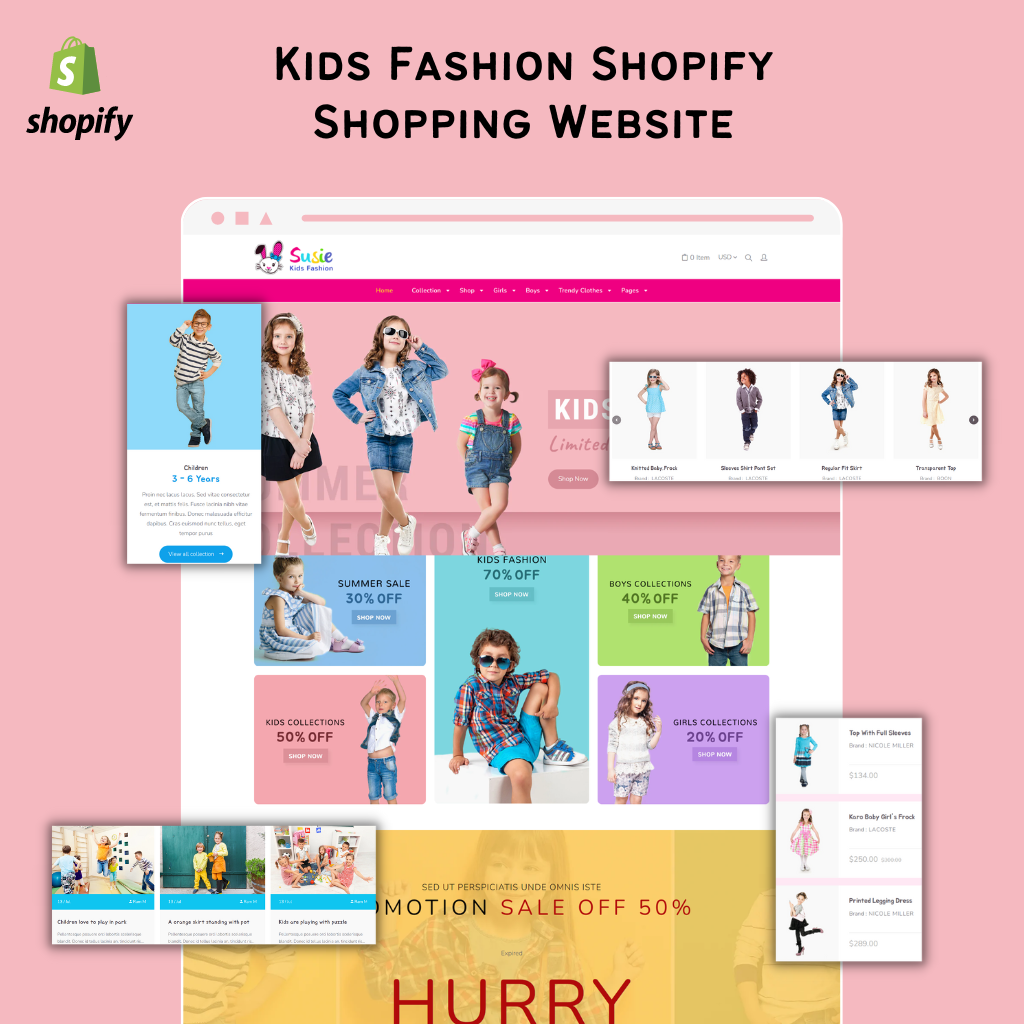 Kids Fashion Shopify Shopping Website