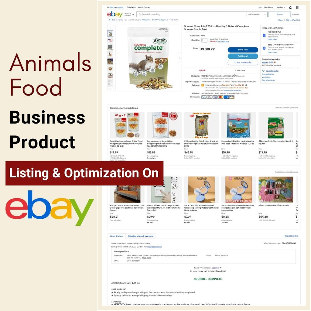 Animals Food Business Product Listing & Optimization On Ebay