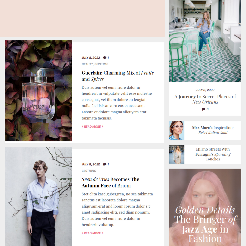 Editorial Fashion Magazine Blog WordPress Responsive Website