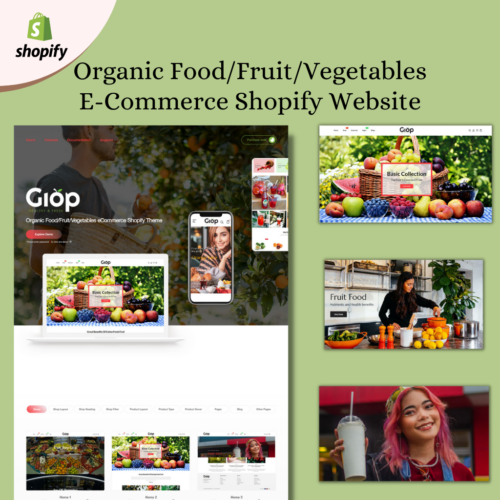 Organic Food/Fruit/Vegetables E-Commerce Shopify website