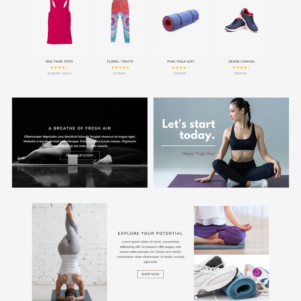 Yoga Clothing & Equipment Shopify Shopping Website