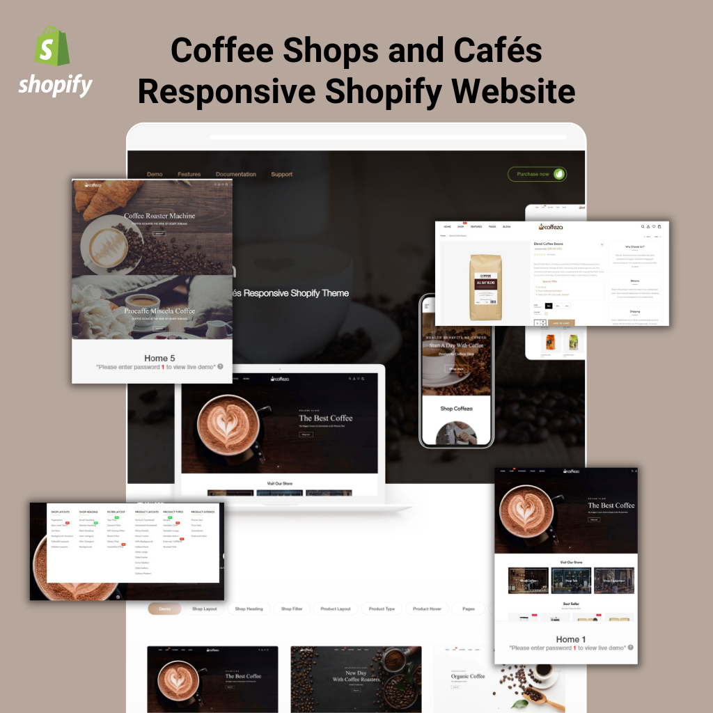 Coffee Shops and Cafés Responsive Shopify Website