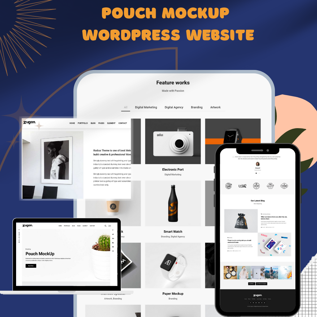Pouch Mockup WordPress Website