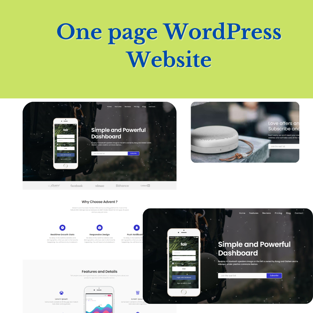 One page WordPress WordPress Responsive Website