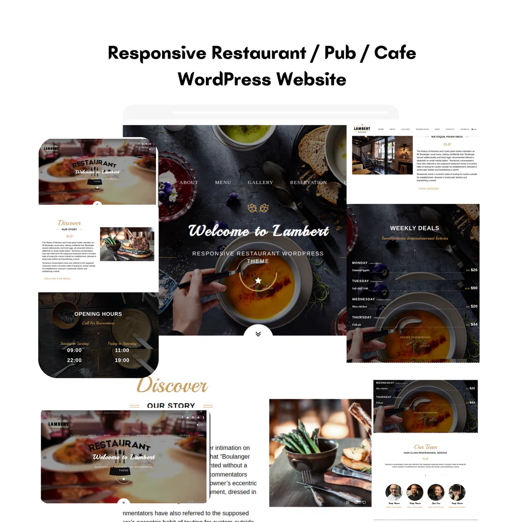 Responsive Restaurant / Pub / Cafe WordPress Website